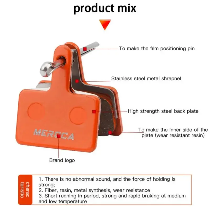 MEROCA MTB Disc Brake Pads Resin semi-metal Bicycle Hydraulic Brake Pads for ShimanoB01S Mountain Bike Cycling Accessories