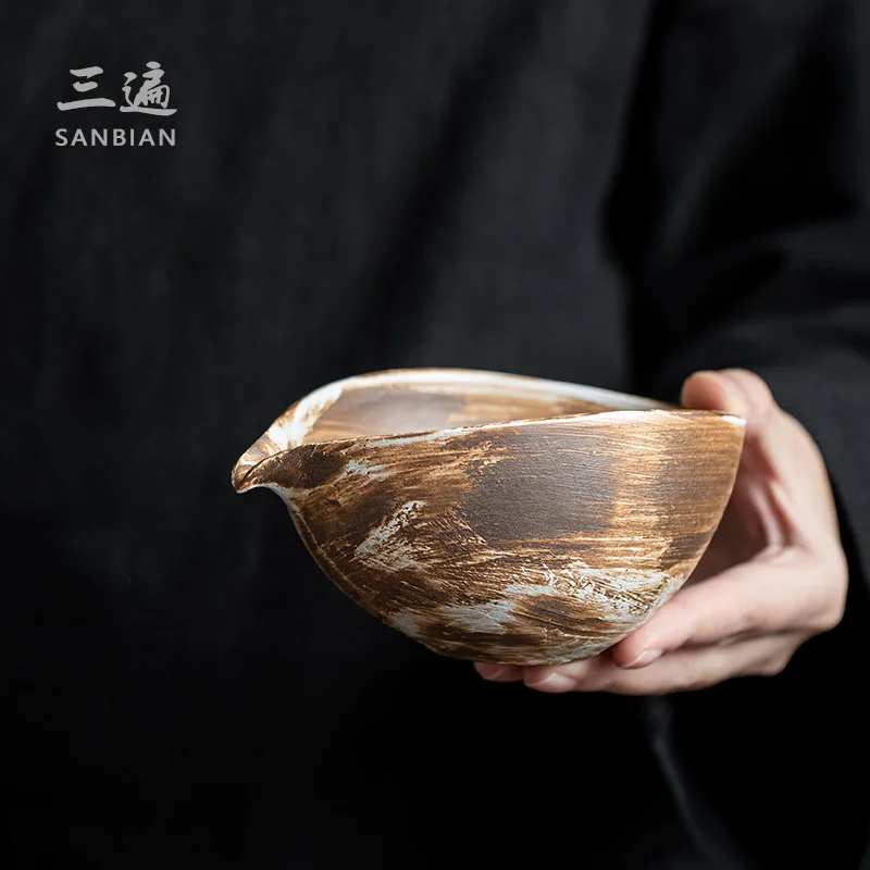 

★★Shadow White Japanese Style Pink Stoneware Glaze Tea Pot Household Tea Pitcher Retro Fair Cup Fair Mug Pitcher