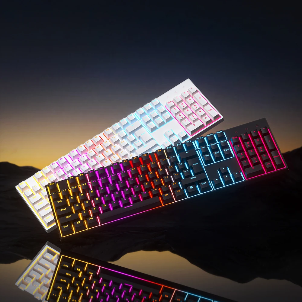 104 Keys Gaming Wired Keyboard Pudding ABS Keycap Color Back Light Mechanical Keyboards E-sports Peripherals for Desktop Laptop