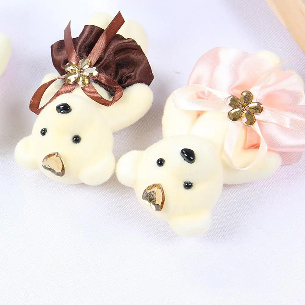 Cute 10pcs Plush Teddy Bear Bouquet Dolls with Pink Dress Jewel Small Bear for DIY Wedding Party Decoration Gifts Crafts Supplie