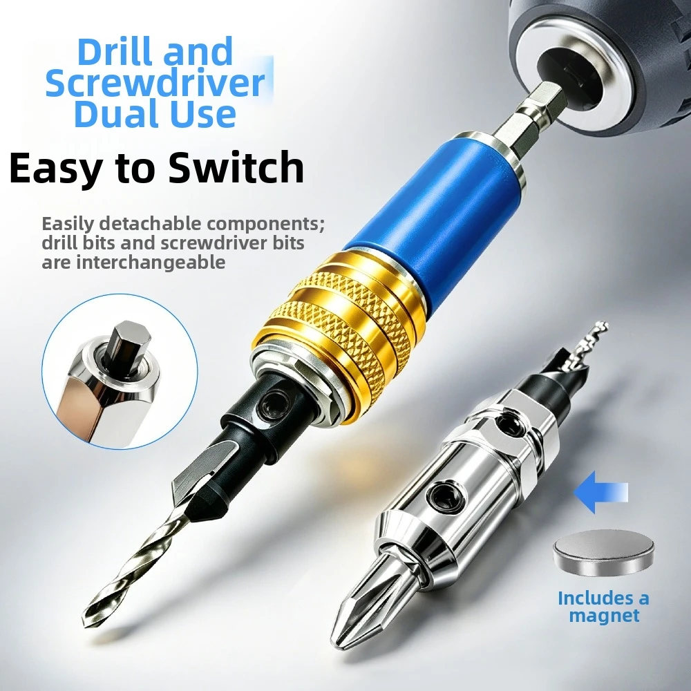 2in 1 Woodworker Countersink Drill Bit Quick Change Magnetic Bit Retention Salad Drill Driver Bit Hex Shank Woodworking Tools