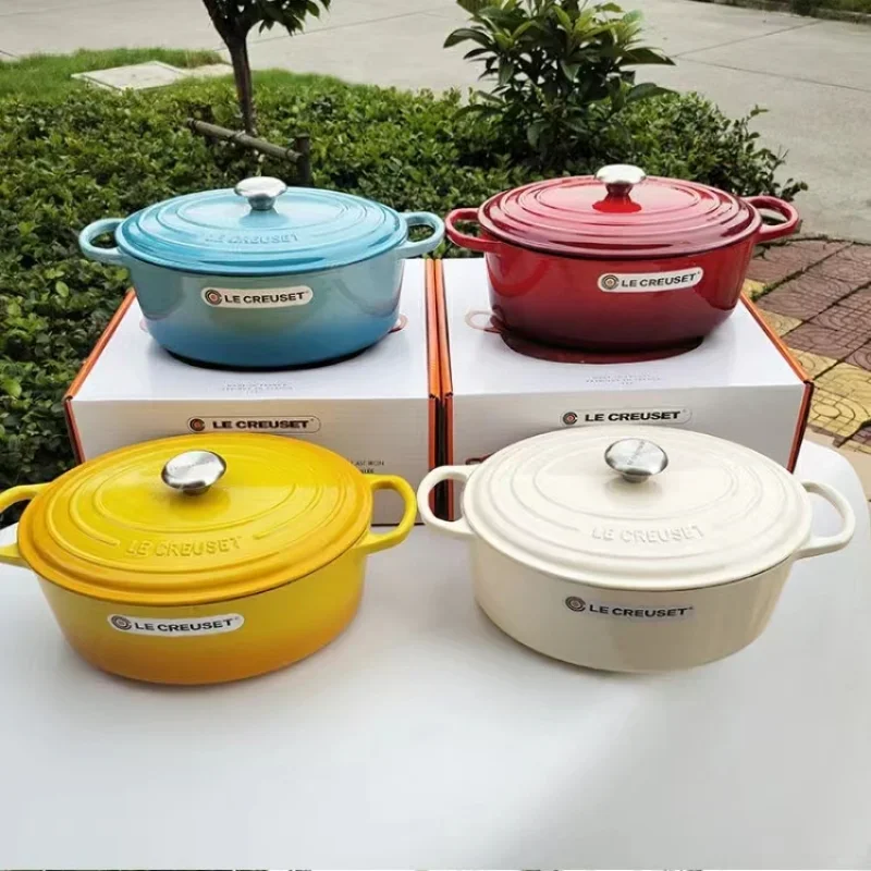 

High-end enameled cast iron saucepan 31 cm oval extra large soup pot 6.3L high-end kitchen supplies soup pot Stock Pots