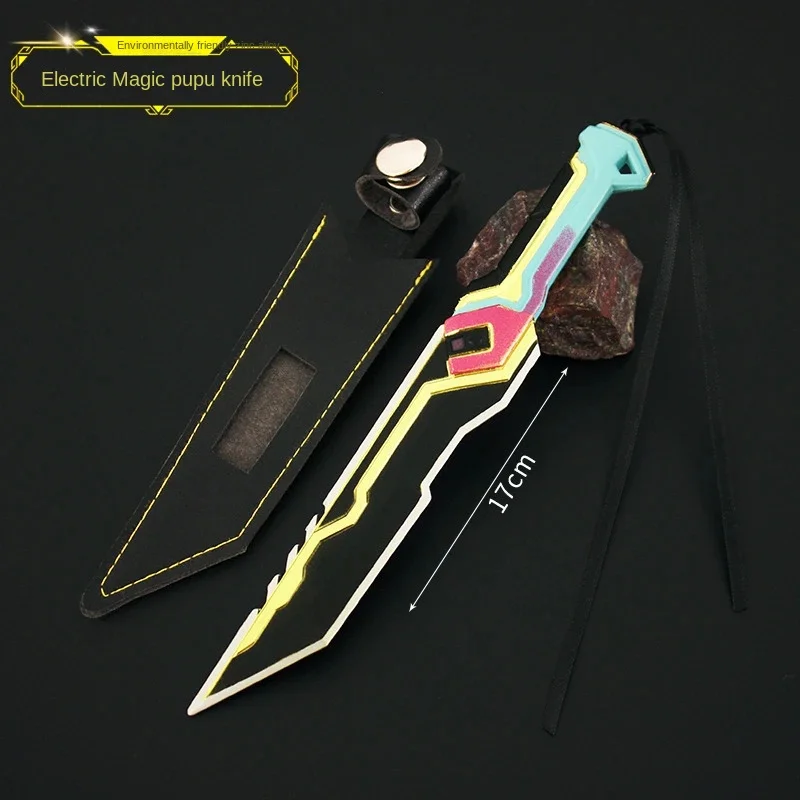 

Голографический кинжал Wallorant с периметром, бесстрашный контракт, кожа, модель оружия, сборные изделия ручной работы и украшения, 17 см