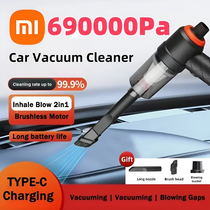 Xiaomi 690000Pa Car Vacuum Cleaner Wireless 120W 1200mah High-power Vacuum Cordless Handheld Auto Portabale Vacuum Cleaner