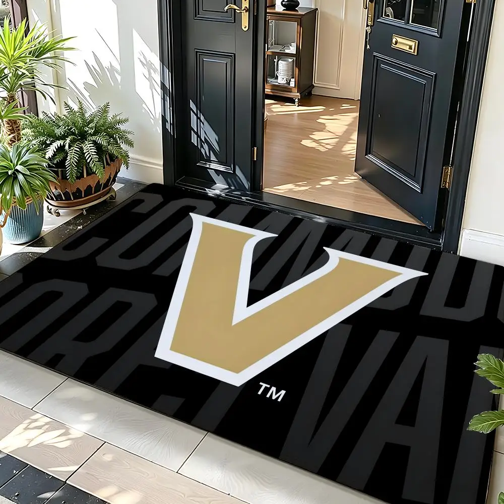 Education V-Vanderbilt U-University Floor Mat Soft Flannel Entrance Door Mat Non Slip Absorbent Bathroom Bedroom Floor Rug