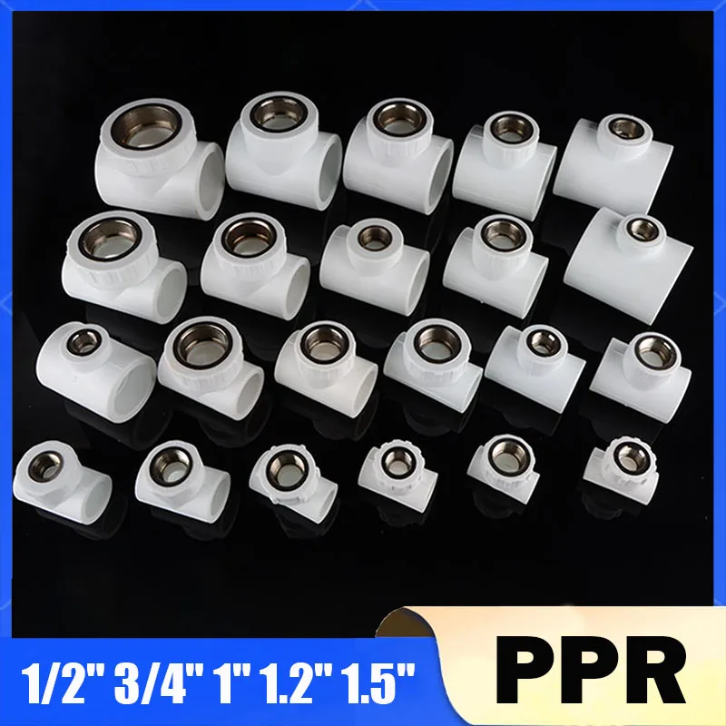 1/3Pcs PPR Pipe Fitting T-Type 3 Way 20/25/32/40/50/63PPR Thread Reducing 1/2