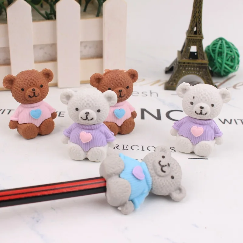 36Pcs Wholesale Creative Love Bear Eraser, Student Holiday Stationery Gift Prizes