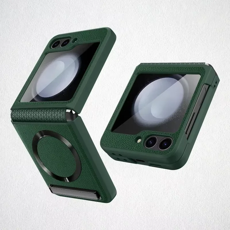 

Чехол с полной защитой цепи для телефона Magsafe для Samsung Galaxy Z Flip 6 Flip5 Flip6, кожаный противоударный жесткий чехол-держатель