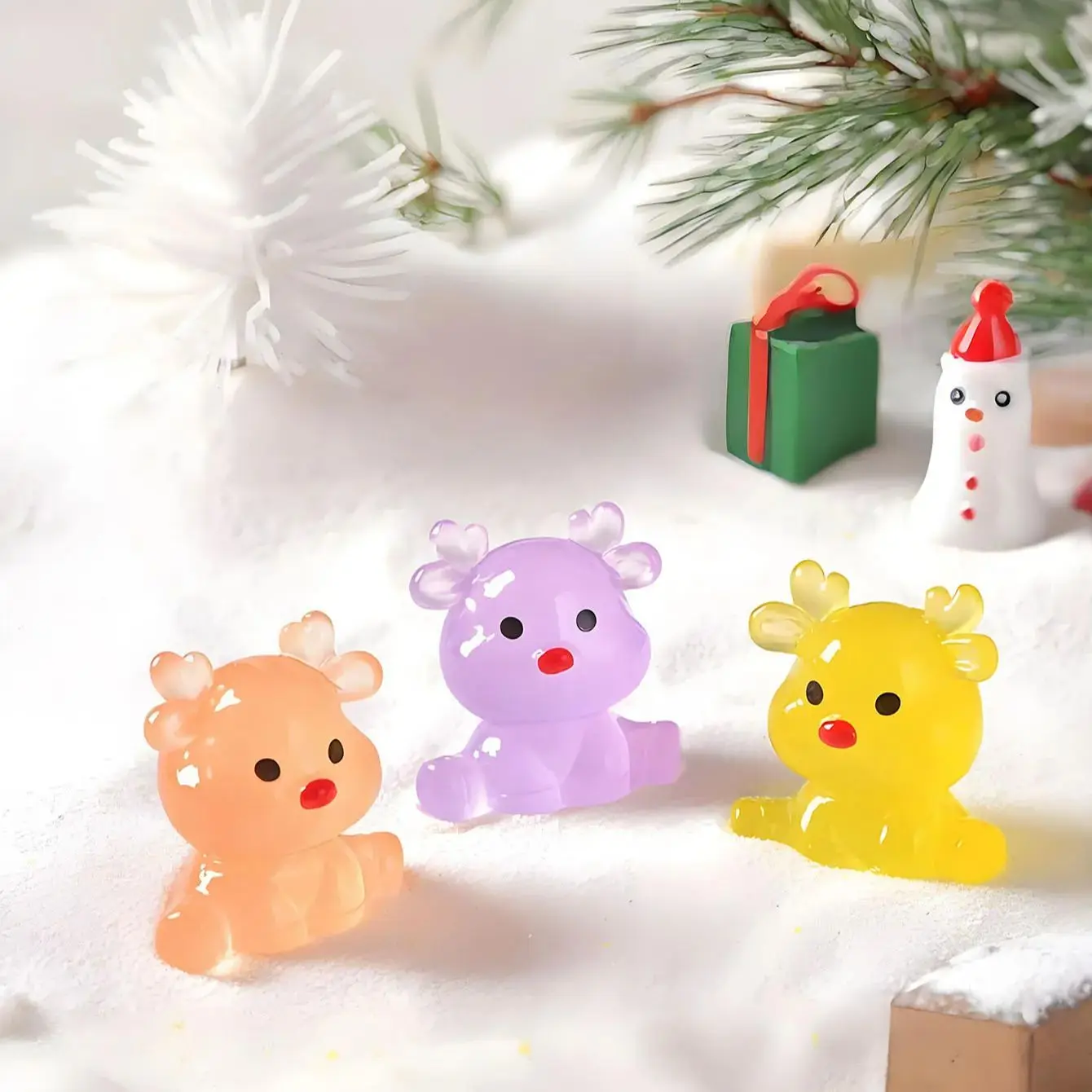 10/20 قطعة تماثيل الأيائل الصغيرة المضيئة توهج في الظلام زينة عيد الميلاد DIY بها بنفسك حديقة الجنية هدايا الحفلات