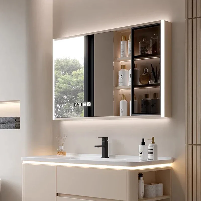 Shower Sanitation Bathroom Cabinets Smart Light Home Furniture Vanity Mirror Bathroom Cabinets Locker Luxury Miroir De Salle