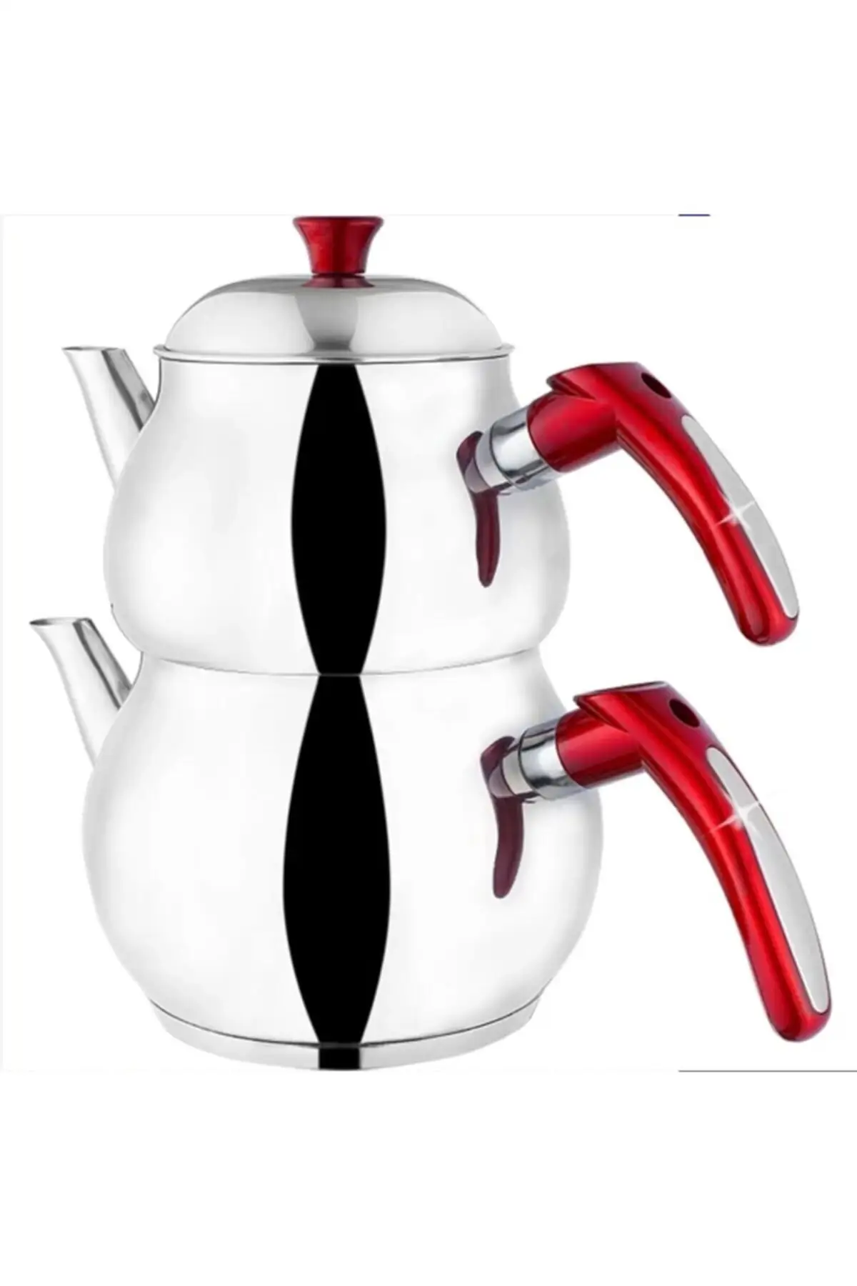 Asfar Besa Red Handle Medium Size Strainer Teapot Double Cover 3,10 lt