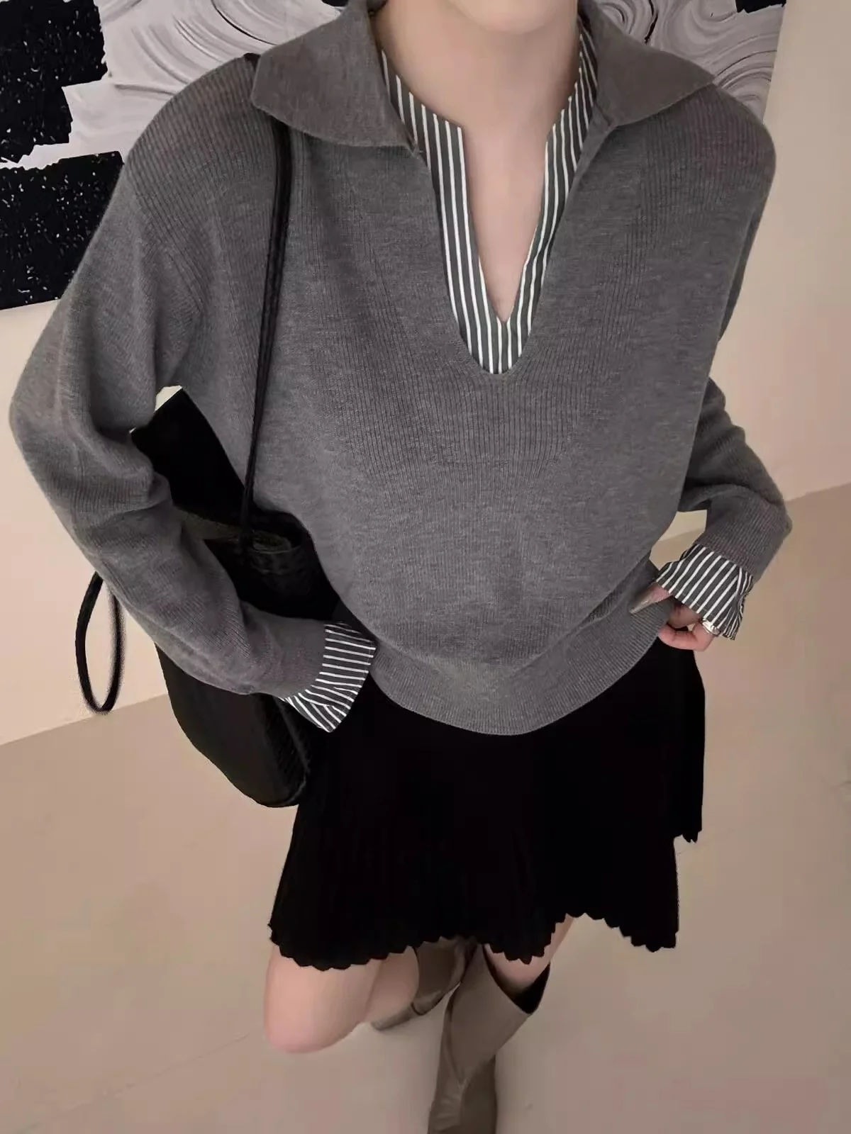 

Корейский полосатый трикотаж, женский облегающий осенний новый винтажный цветной свитер Blo, Ne Long Sve, обычный тонкий