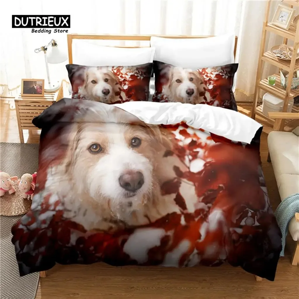 

Lovely Dog Bedding Set, 3Pcs Dogs Duvet Cover Set, Soft Comfortable Breathable Duvet Cover, For Bedroom Guest Room Decor