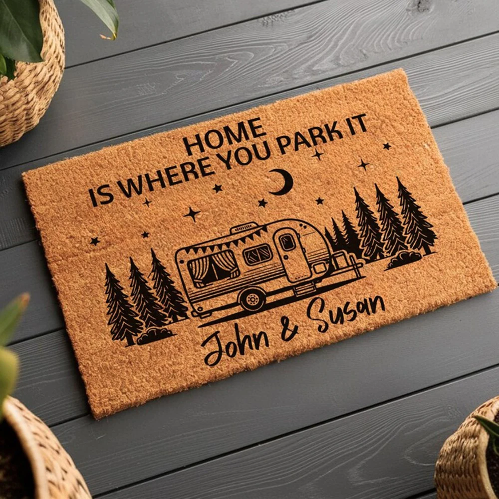 Personalized Name RV Campervan Door Mat Outdoor Waterproof Rug for Travel Trailer Campers Caravans Unique Gift for Camping Lover