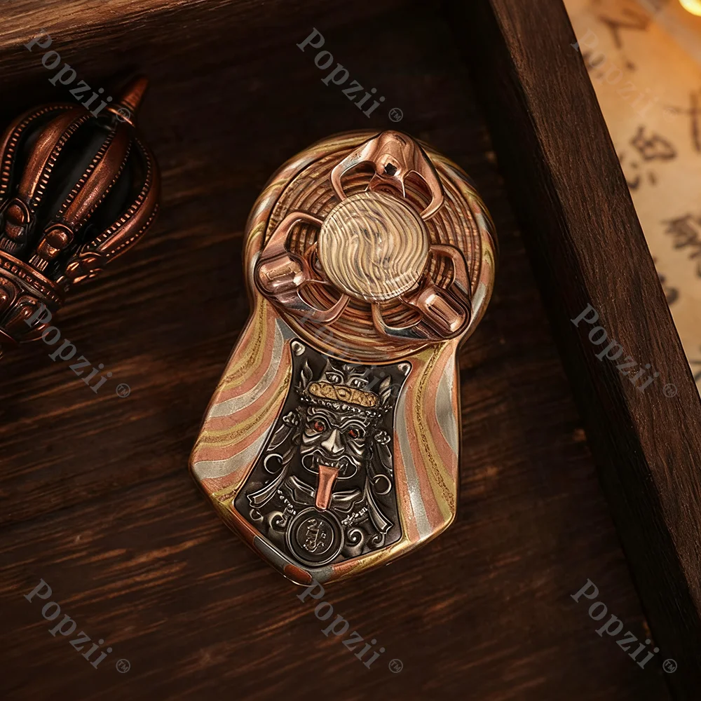 Chimago Mokume EDC يدور اليسار واليمين 360 °   ألعاب تململ منزلق الدفع الميكانيكي، ألعاب القلق للبالغين، دوارات الأصابع