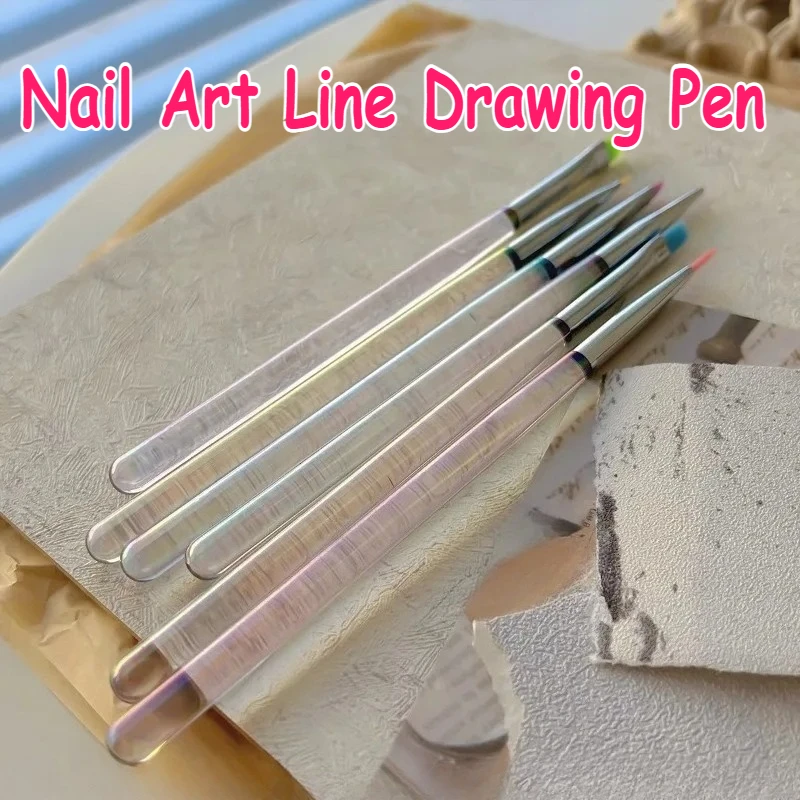 

6 шт. кисти для дизайна ногтей, удлиненные линии, полосатый рисунок, живопись, прозрачный цветной держатель для ручек, ручка для дизайна ногтей, профессиональная ручка