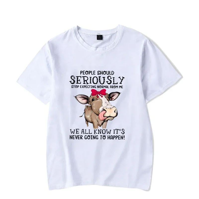 Men\'s T-shirt Cow People Should Seriously Stop Expecting Normal From Me Funny T Shirt Graphic Shirts Oversized Men Women Tshirt
