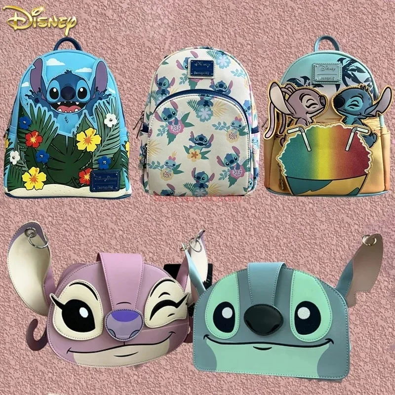 

Original Disney Stitch Loungefly Backpack Cartoon Cute Embroidered Design Backpack Fresh And Casual Mini Backpack Fashion Gifts