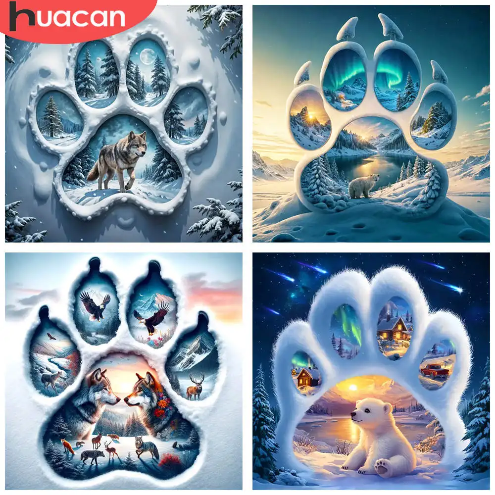 

HUACAN 1pcs Diamond Painting Winter Wolf Silhouette in Snowy Forest Landscape Canvas 5D DIY Diamond Embroidery Kits Home Decor
