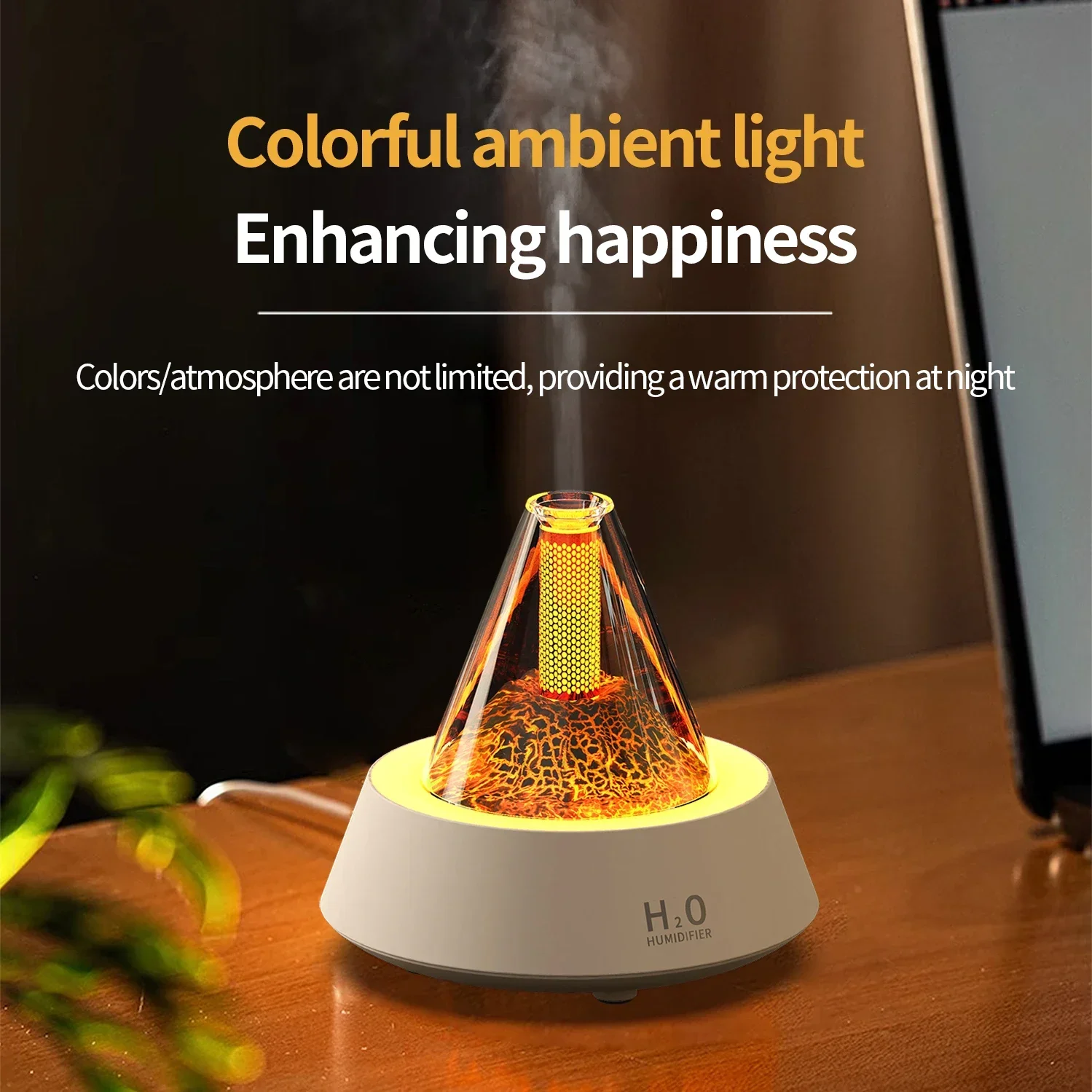 Xiaomi Youpin Mini Volcano Lava Aroma Diffuser USB Air Humidifier with LED Light Home Electric Ultrasonic Essential Oil Diffuser