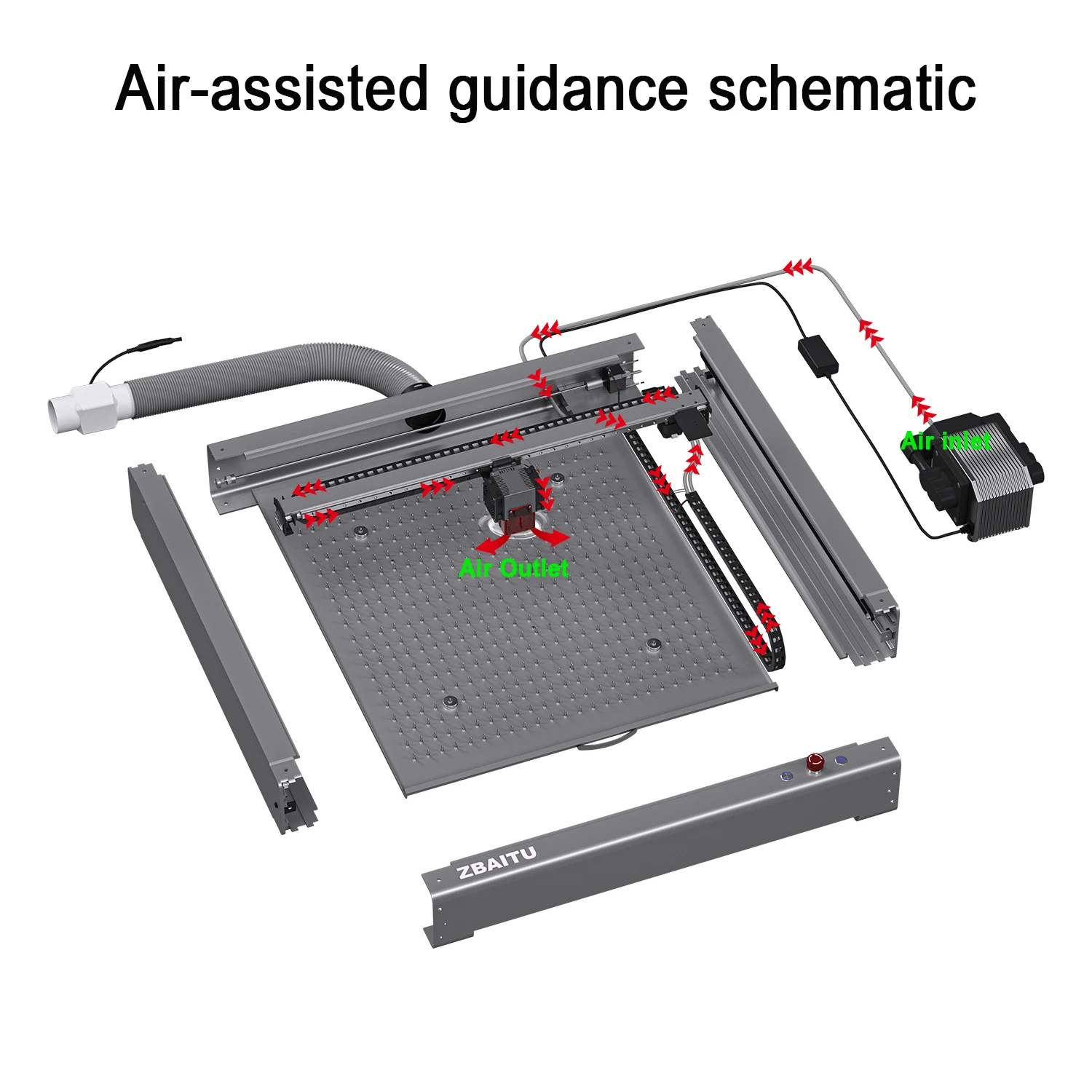 ZBAITU 4in1 Z40 20W Laser Gravador Cortador CNC Máquina De Corte De Madeira Do Metal 3D Router Gravura Com Ar Assist Extrator De Fumaça