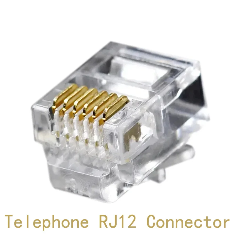 الجملة RJ12 موصل 6P6C وحدات رئيس كابل الهاتف التوصيل مطلية بالذهب تجعيد شبكة RJ 12 موصلات الهاتف المقابس الكريستال