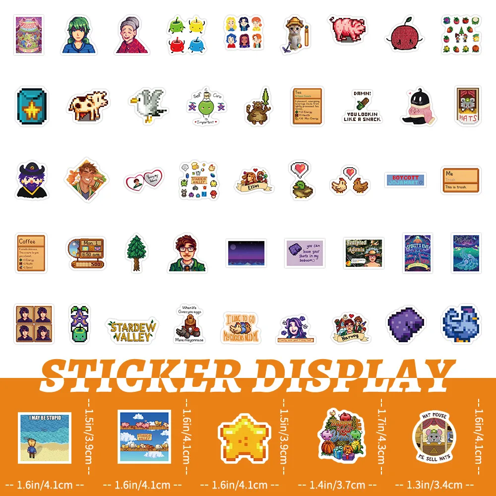 103PCS Game Stardew Valley Sticker Pixel Stijl Graffiti Grappige Decoratieve Briefpapier Doos Plakboek Dagboek Waterdichte Sticker Speelgoed