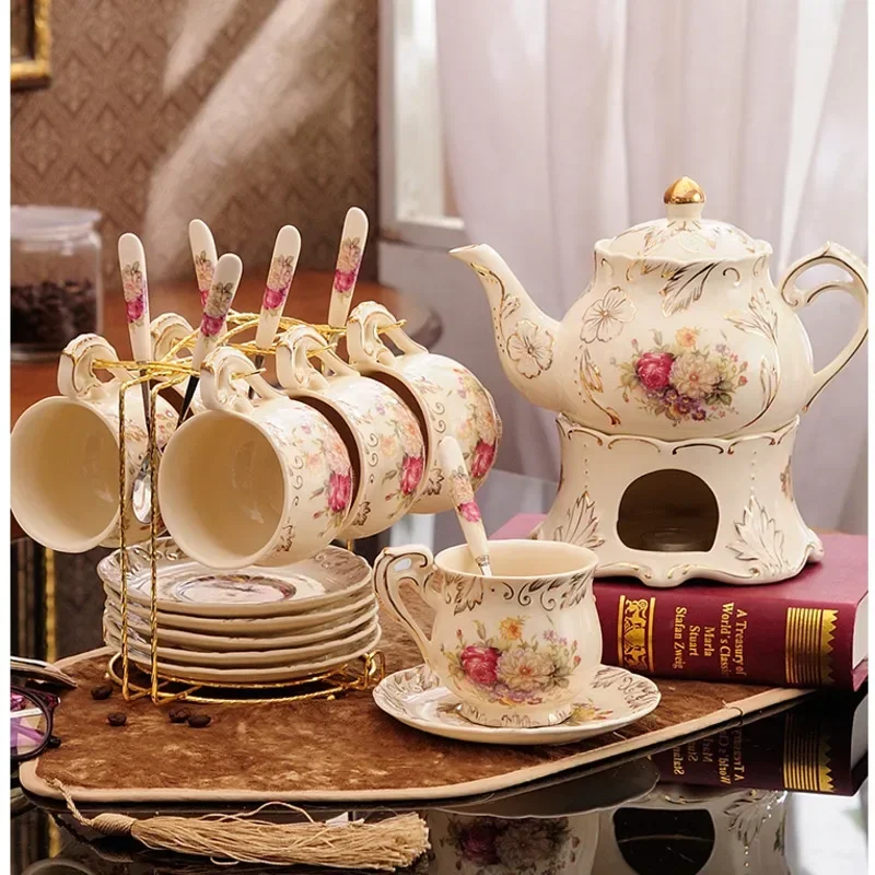 

European Style Ceramic Water Cup Hot And Cold Dual-use Tea Service Gold Embossed Coffee Mug Exquisite Carving Afternoon Tea Set