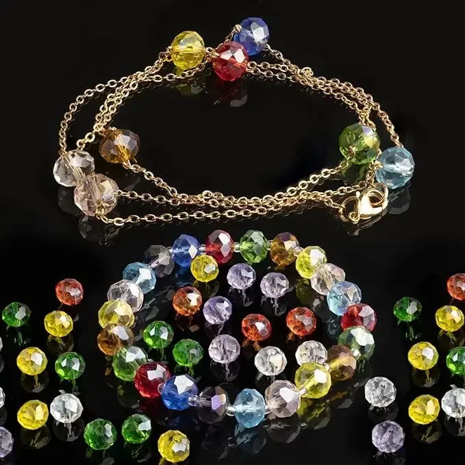50 Stück 4*6mm Rondell Österreich facettierte Kristallperlen runde Glasperlen lose Distanzperlen für Schmuckherstellung DIY Armband Halskette – Detail 5