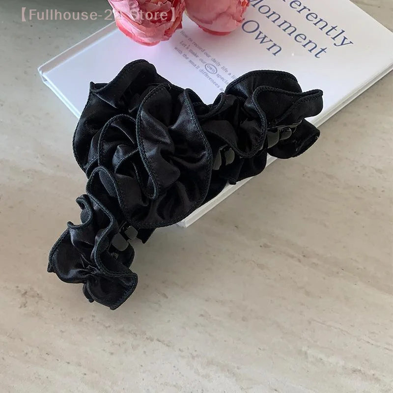 【MAX-22】1 pçs retro plissados grampo de cabelo para mulheres cor sólida rabo de cavalo titular garra headwear moda acessórios para o cabelo