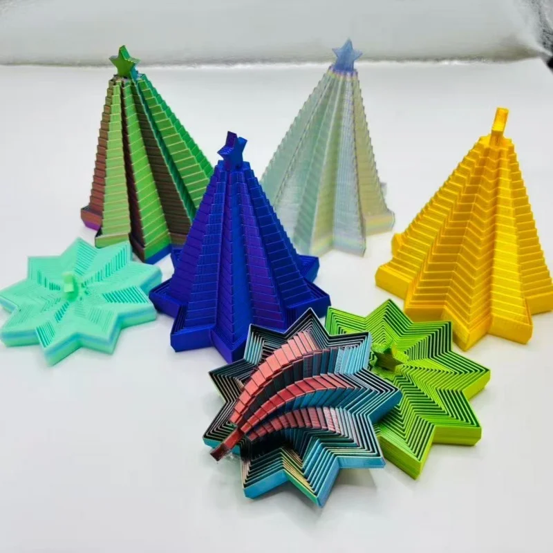3D Printing Expanded Sensory Fidget Star Model Visual Illusion Honeycomb Whirling Spiral Star Shaped Toys for Stress Relief