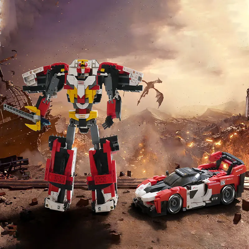Nuovo robot giocattolo auto che trasforma blocchi di costruzione ornamenti regali per ragazzi assemblaggio creativo modello di auto robot fantastico regali di festa di Natale
