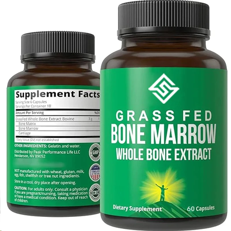 Grass Fed Bone Marrow -a 60 Capsule Superfood With Whole Bone Extract Supplement,rich In Collagen,vitamins,and Amino Acids.