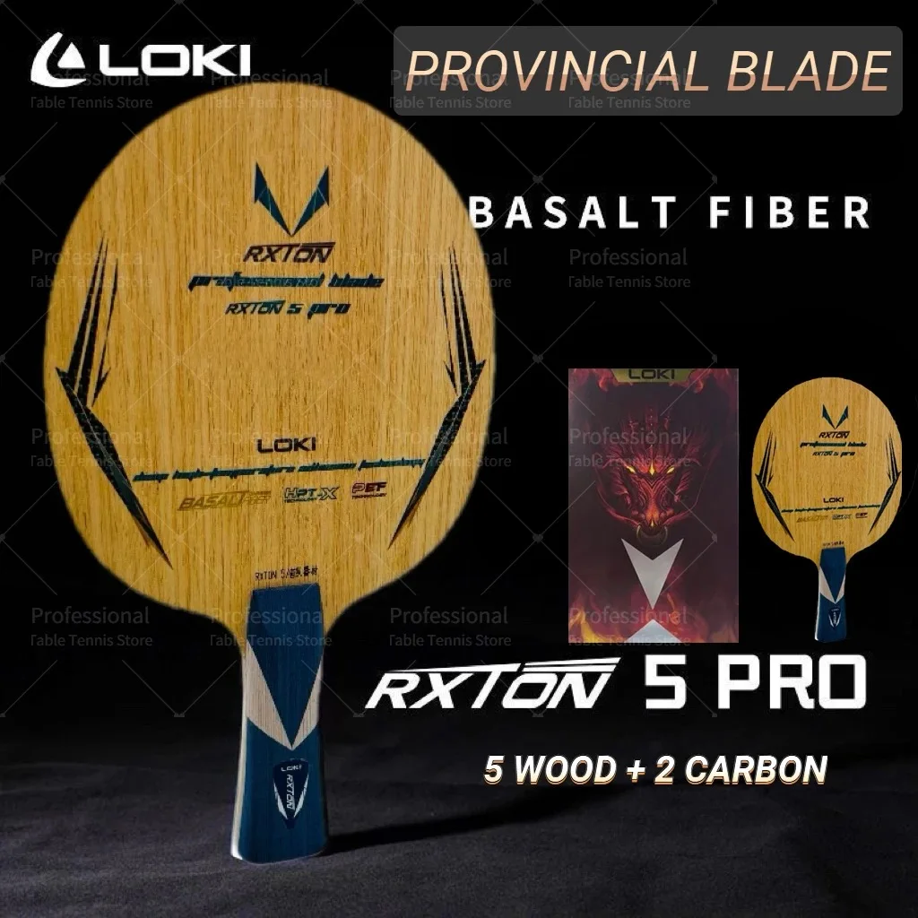 LOKI RXTON 5 Pro Province hoja de tenis de mesa fibra de basalto integrada carbono 5 madera 2 carbono raqueta de Ping Pong arco y ataque rápido