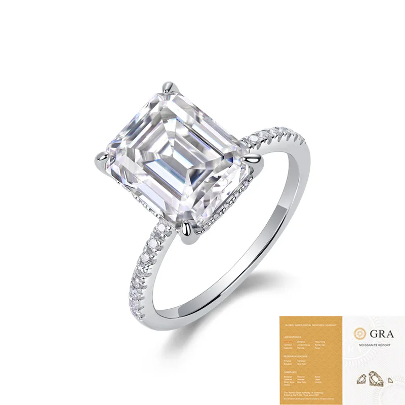 

Shiny 9x11mm Moissanite Women's Ring -925 Sterling Silver Wedding Band Jewelry & Engagement Ring with Pass Tested Certificated