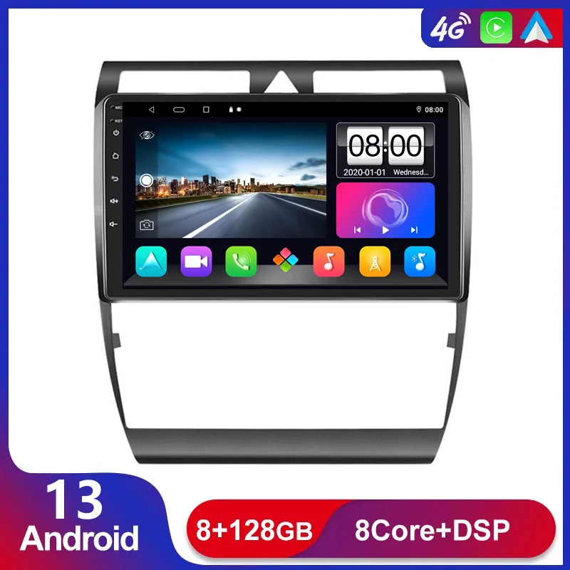 Android 13 For Audi A6 C5 1997-2004 S6 RS6 Car Radio 2 Din Multimedia WIFI 4G Wireless Carplay Headunit Audio Stereo DSP RDS