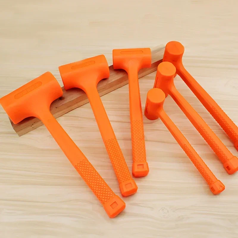 0.5-4LB Dead Blow Mallet Orange Soft Silent Rubber Unicast Hammer Install Hammer Multifunctional Wood Flooring No Elasticity
