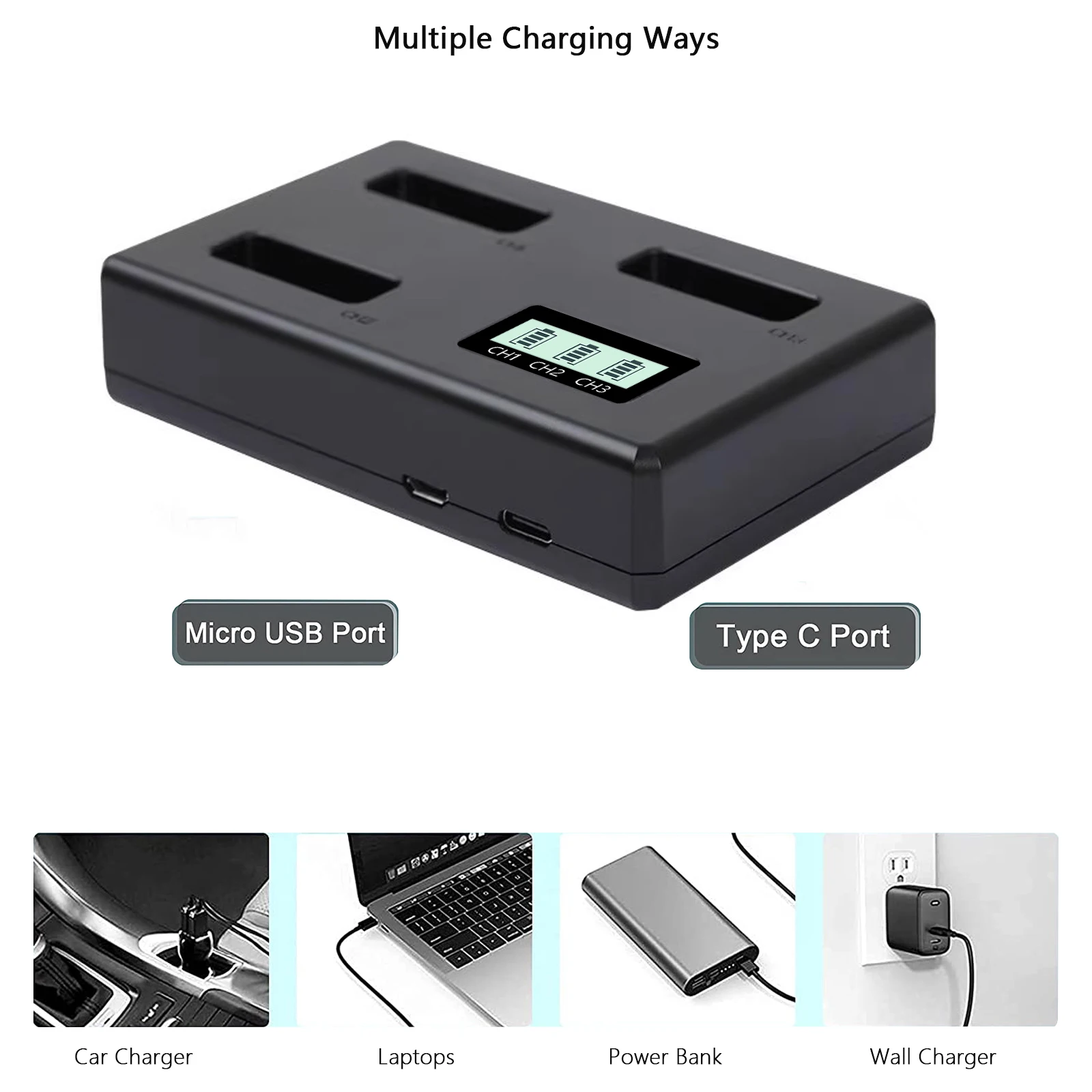 NB-13L NB 13L Akumulator lub trzykanałowa ładowarka LCD do aparatów Canon PowerShot G5X G7X G9X G7 X Mark II G9 X, SX620 SX720 SX730 HS