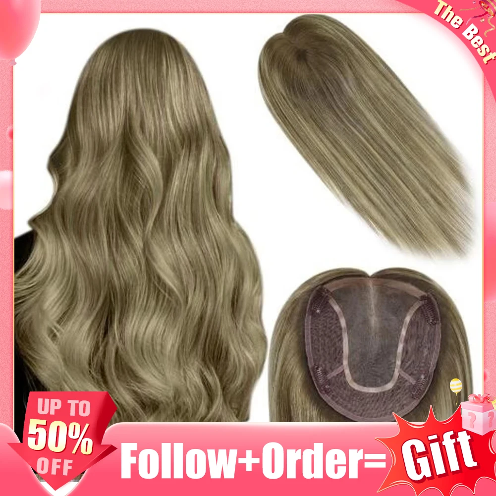 

[Оценка 12 месяцев] YoungSee Virgin Hair Topper Шиньоны 6*7 дюймов Прямые человеческие волосы Плотность 150 Выделение цвета балаяжа