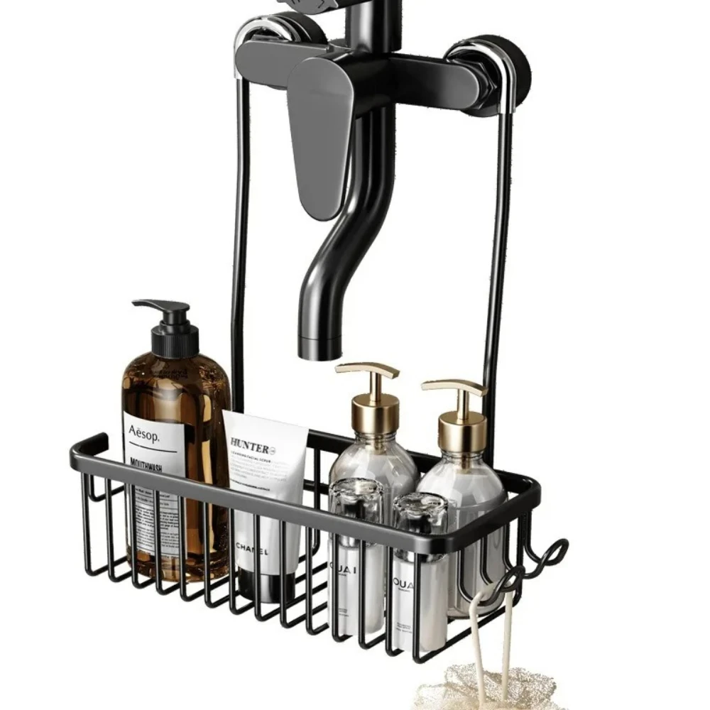 Bohrfreier Dusch-Aufbewahrungskorb, Badezimmer-Duschregal, Shampoo- und Duschgel-Organizer, Küchenarmatur-Hängeaufbewahrungsregal