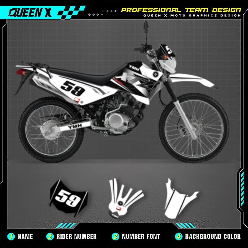 

Queen X MOTOR For YAMAHA XTZ125 Full Fairing Motorcycle Graphics Decals Stickers Kit 003