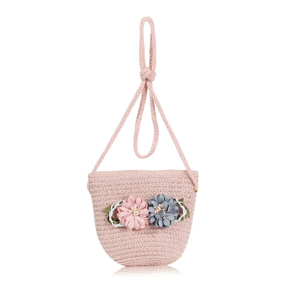 

Cute Sun Beach Toddler Baby Shoulder Bag Girls Summer Hat Flower Sunshade Caps Wide Brim Hats