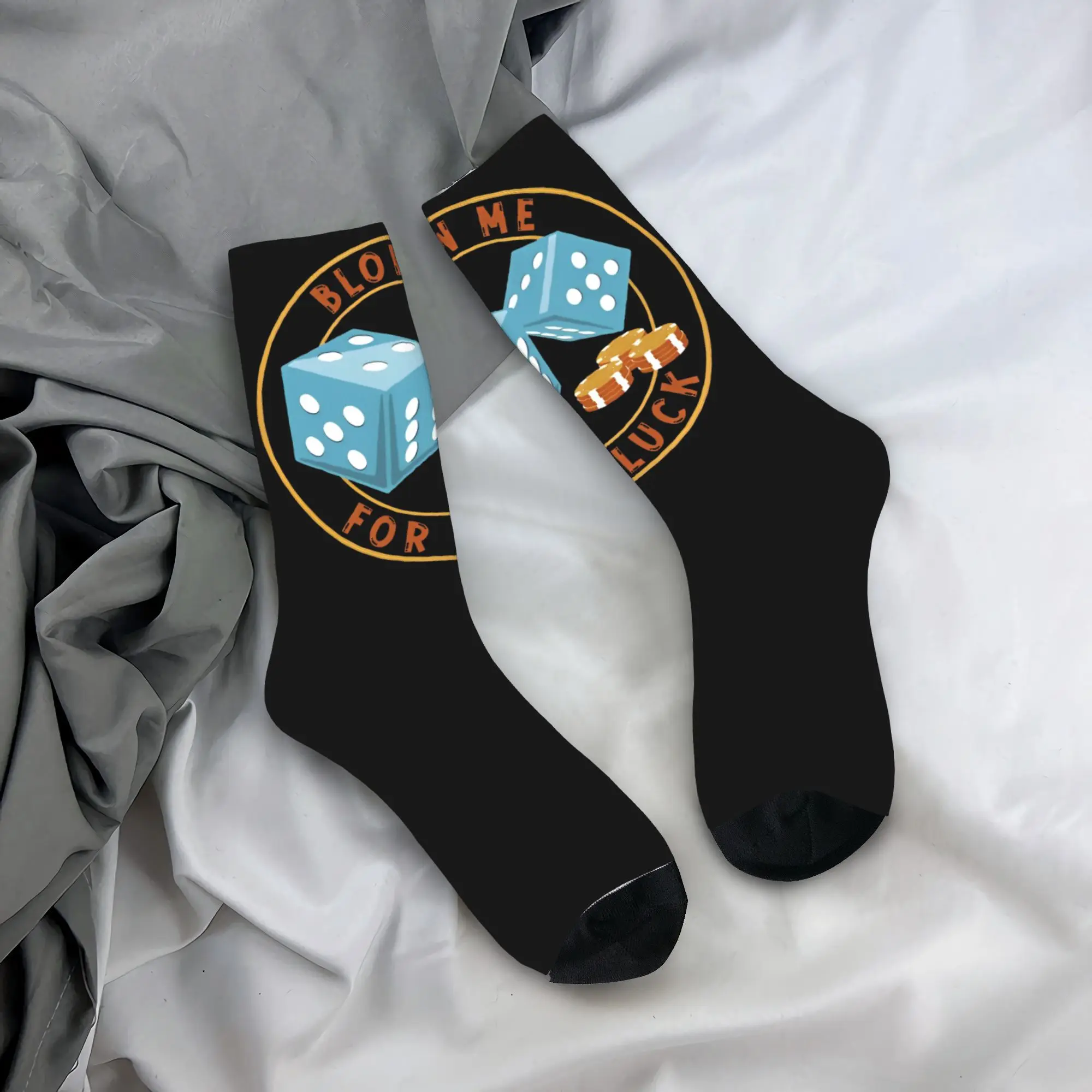 

Funny Casino Blow Me For Luck Dice And Poker Chips Socks Poker And Dice Funny Stockings Men Running Socks Winter Anti Skid Socks