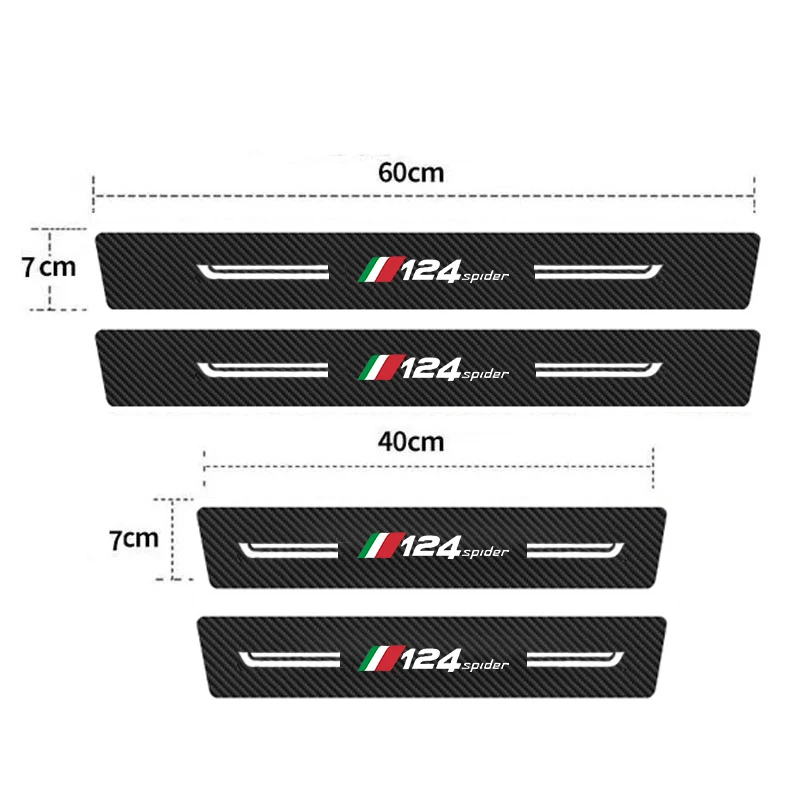 Car Anti Scratch Strips For FIAT 124 Spider Door Sill Protector Stickers Carbon Fiber Threshold Protection Bumper Film Sticker