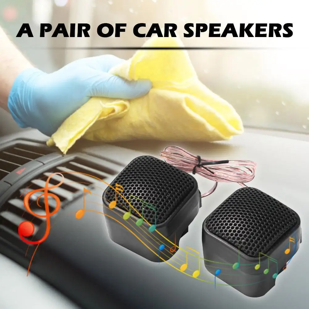 2Pcs Auto Horn Audio Music 500W Car Mini Tweeter Speaker 12V DC Stereo Speaker 5A Mini Square Audio Speaker for Car Audio System