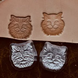 3D Mini Cat Head Design Leather Embossing Mold Hand Press Stamp Leathercraft Carving Stamps Pressing Hot Stamping