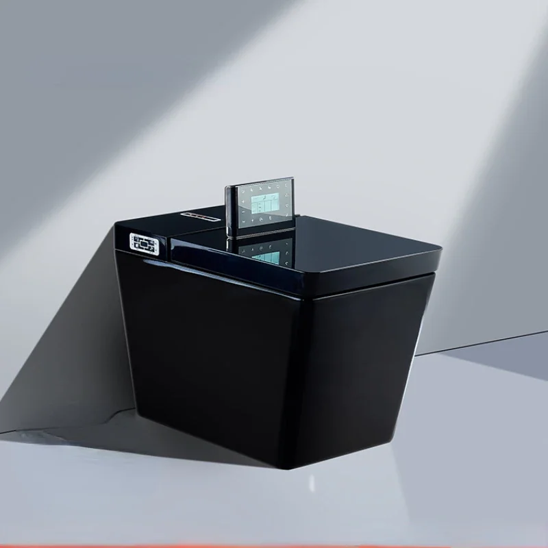 Square Smart Toilet Square Diamond Black Integrated Automatic Splash-Proof Foam Toilet