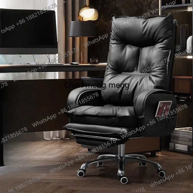 B567 Swivel Recliner Office Chair Leather Sedentary Vanity Luxury Office Chair Headrest Pillow Silla Para Escritorio Furnitures