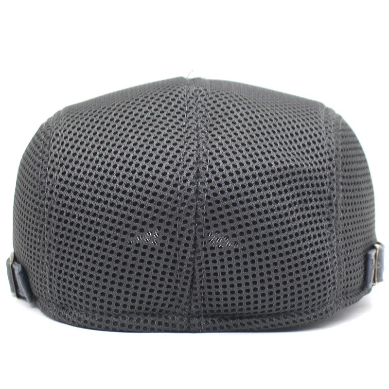 Summer mesh hat men's mesh beret breathable outdoor visor peaked cap solid color casual travel hat