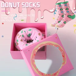 1 pair of fashionable, unique and interesting pink donut pattern gift socks for men and women, suitable for all seasons